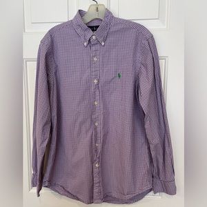 Ralph Lauren Shirt Men’s M Purple Gingham Button Up Long Sleeve Preppy